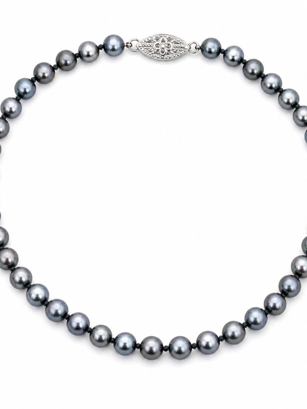 Silver Gray Pearl Necklace Classic Strand EUC